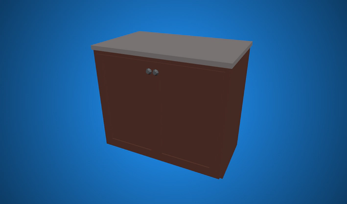 Double Door Base Cabinet — Poly Pizza 3D model by Zsky
