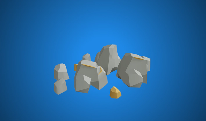 Gold Rocks — Poly Pizza 3D model by Quaternius