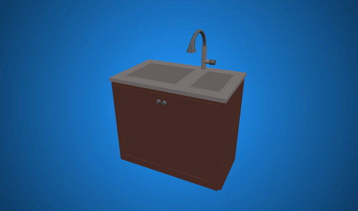 Steel Sink Kitchen Cabinet — Poly Pizza 3D model by Zsky