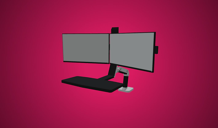 Dual Monitors on sit-stand arm — Poly Pizza 3D model by involuntary tsetse