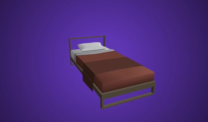 Bed Single — Poly Pizza 3D model by Quaternius