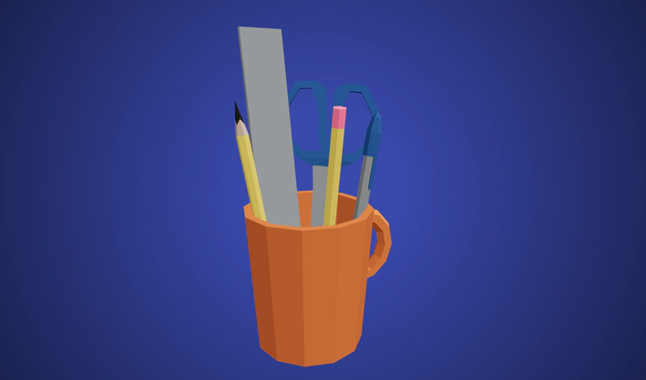 Mug With Office Tool — Poly Pizza 3D model by CreativeTrio