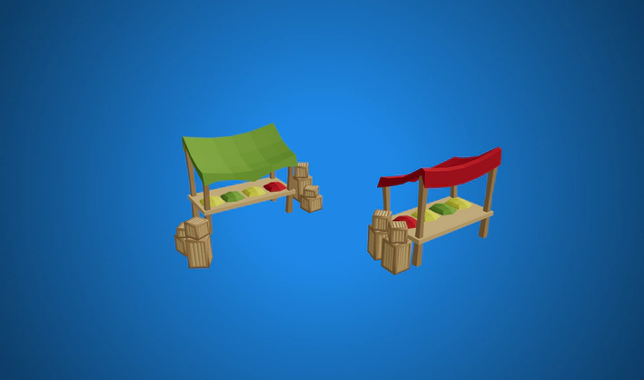 Market Stalls — Poly Pizza 3D model by Quaternius