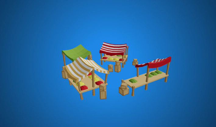 Market Stalls — Poly Pizza 3D model by Quaternius