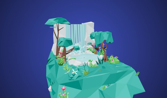 Waterfall scene — Poly Pizza 3D model by Nikki Morin