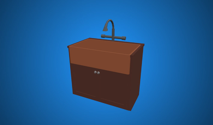 Wooden Kitchen Sink — Poly Pizza 3D model by Zsky